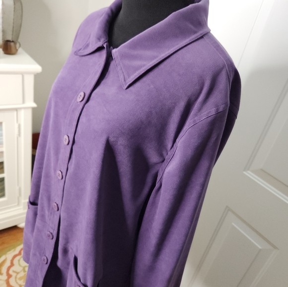 Appleseed's Button Down Long Sleeve Double Button Pocket Jacket Purple  XL - Picture 6 of 6